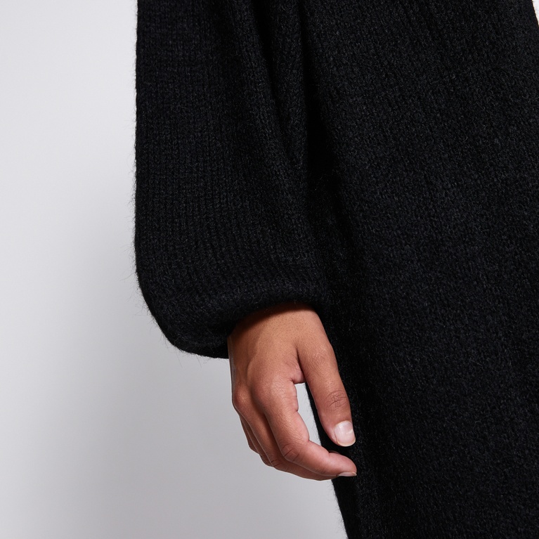 Long open knit cardigan "Alana" Black